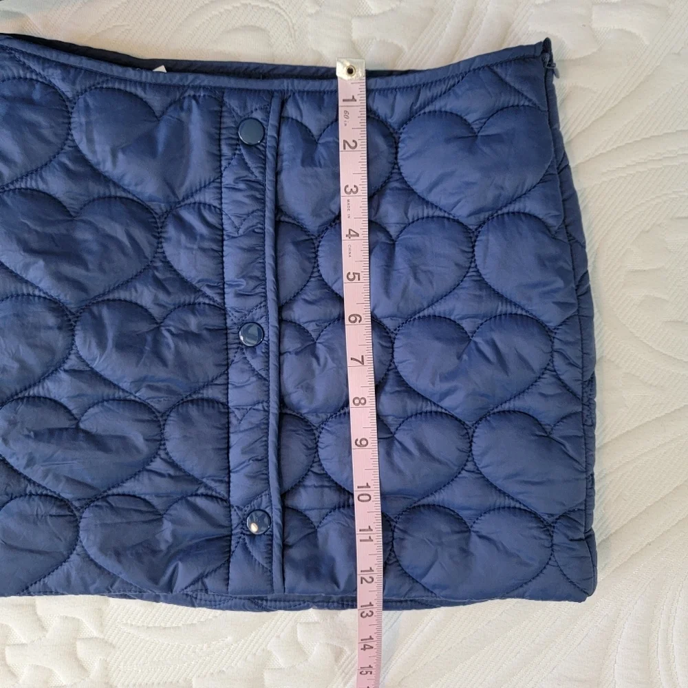 NWT Forever 21 Kids 2 Piece Skirt And Jacket Navy Hearts Puffer Size 11/12